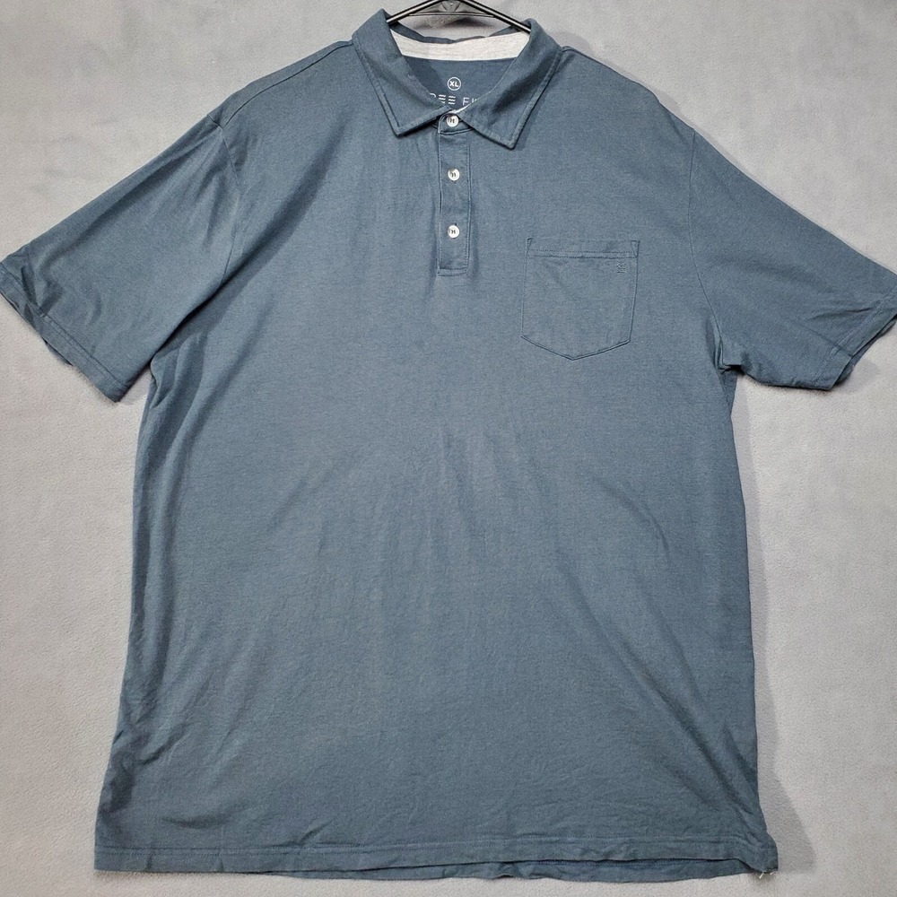 Free Fly Shirt Mens Size XL Blue Gray Polo Cotton Bamboo Blend Stretch Casual